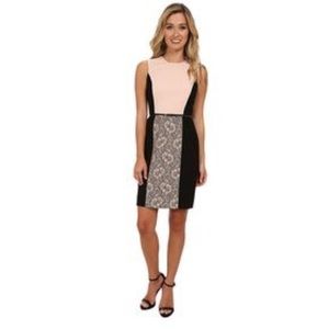 NWT Calvin Klein black pink block sheath dress